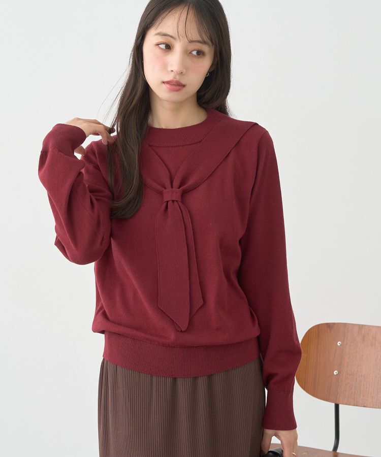 earth music&ecology「ボウタイニットプルオーバー」|ニット・セーター|