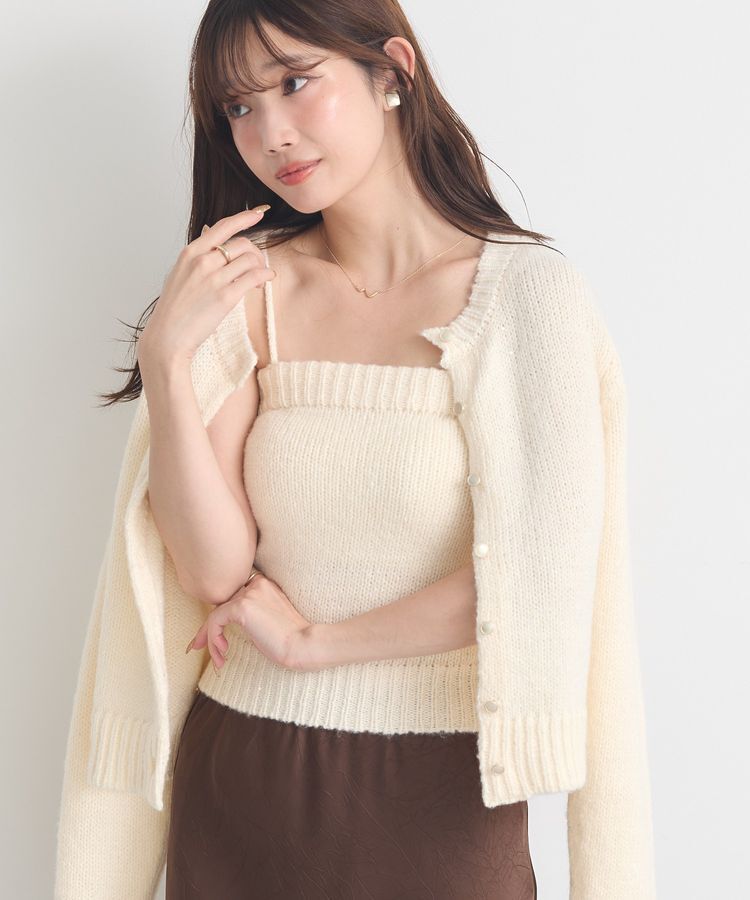 earth music&ecology「SET2点フラワースパンコールカーデ＋ビスチェ」|カーディガン|