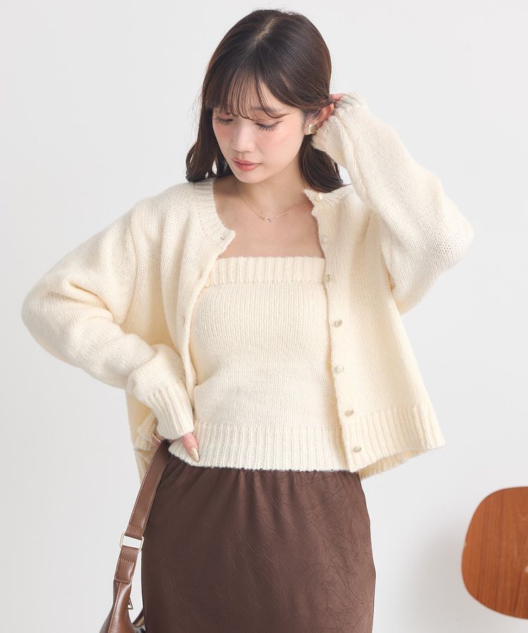 earth music&ecology「SET2点フラワースパンコールカーデ＋ビスチェ」|カーディガン|