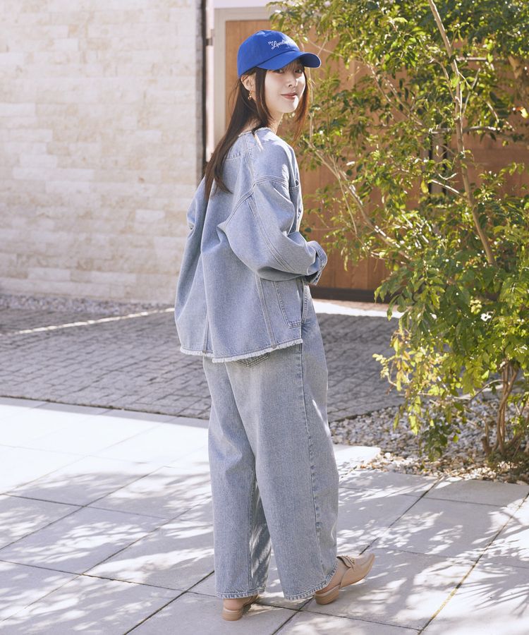 earth music&ecology「デニムノーカラーカバーオール」|テーラードジャケット|