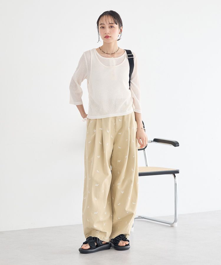 earth music&ecology「フラワー刺繍ツイルカーブパンツ」|その他|