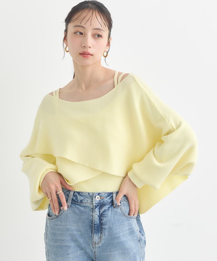 earth music&ecology「SET2点クロスニット＋キャミソール」|ニット・セーター|Yellow