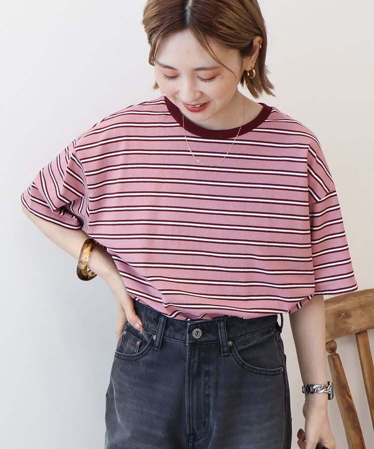 AMERICAN HOLIC「レトロボーダープルオーバー」|Tシャツ・カットソー|Pink