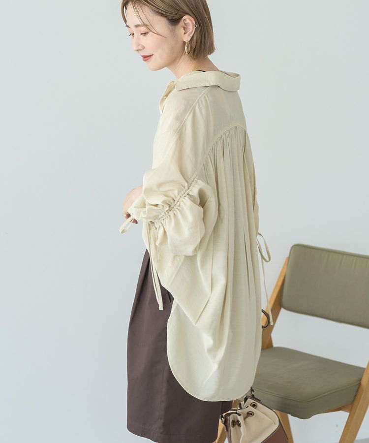 AMERICAN HOLIC「シアーバックギャザーリボンシャツ」|シャツ・ブラウス|Light beige