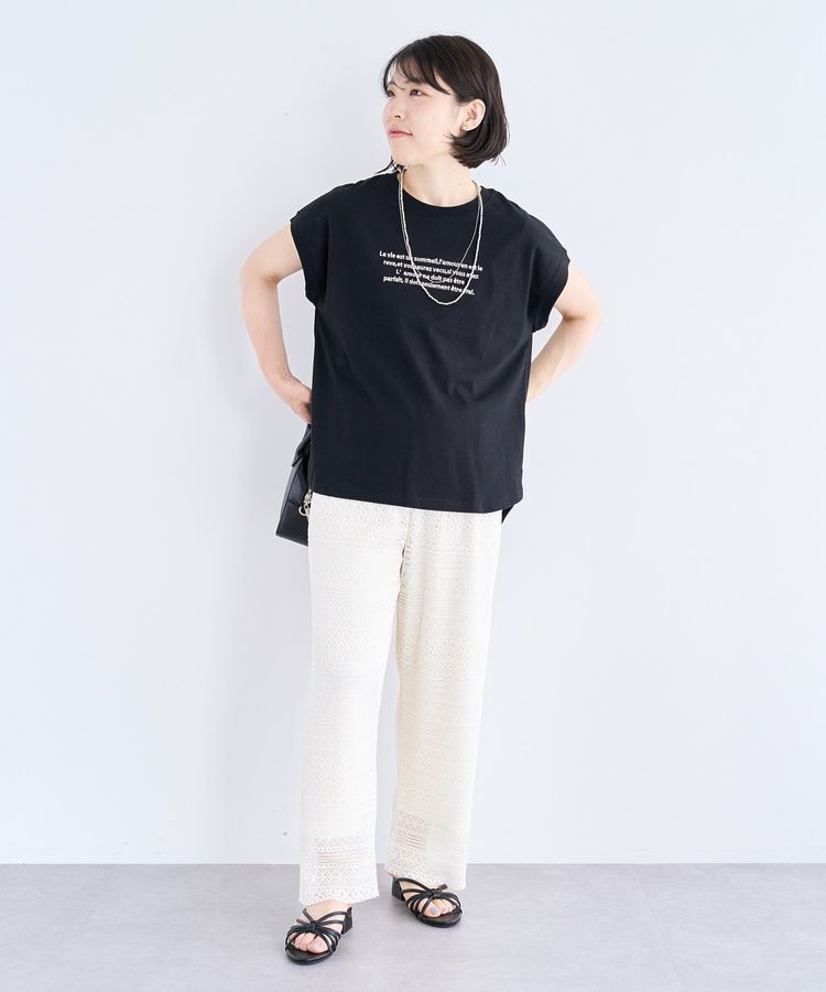 Green Parks「・swing by フレンチスリーブ刺繍TEE」|Tシャツ・カットソー|