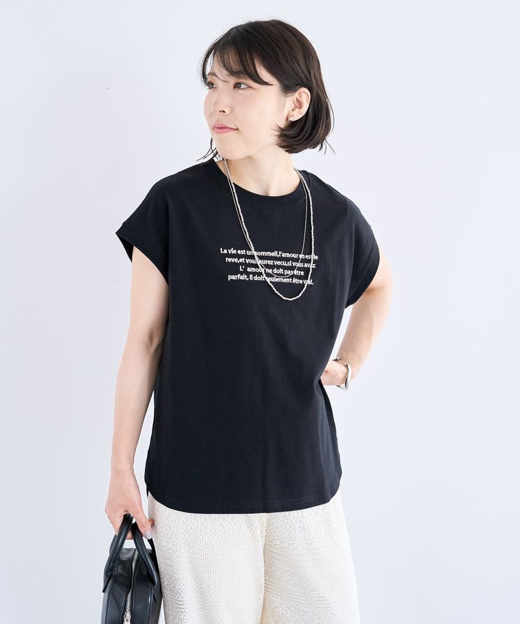 Green Parks「・swing by フレンチスリーブ刺繍TEE」|Tシャツ・カットソー|