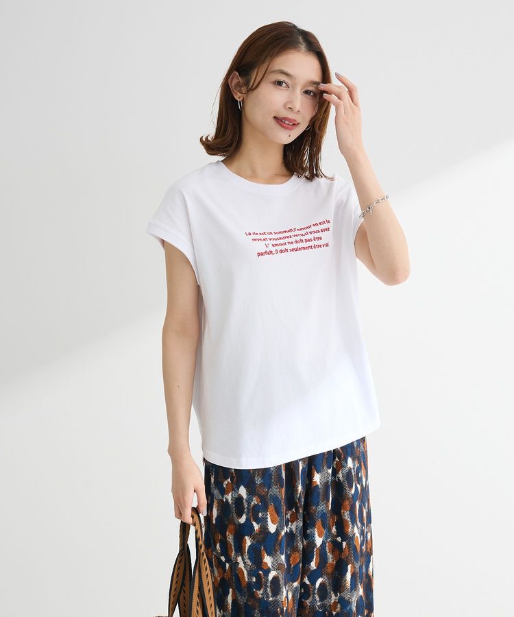 Green Parks「・swing by フレンチスリーブ刺繍TEE」|Tシャツ・カットソー|