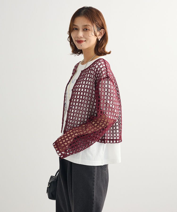 Green Parks「・SUGAR SPOON 2wayフラワーメッシュカーデ」|カーディガン|