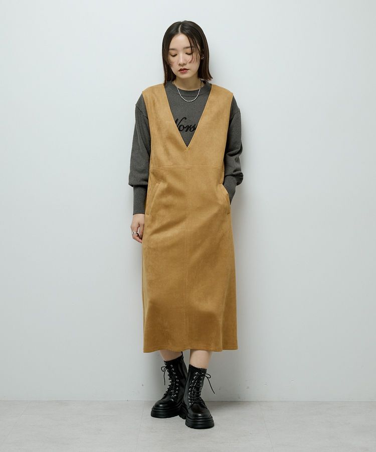 Green Parks「なめらかタッチスウェード調ジャンパースカート」|ジャンパースカート|