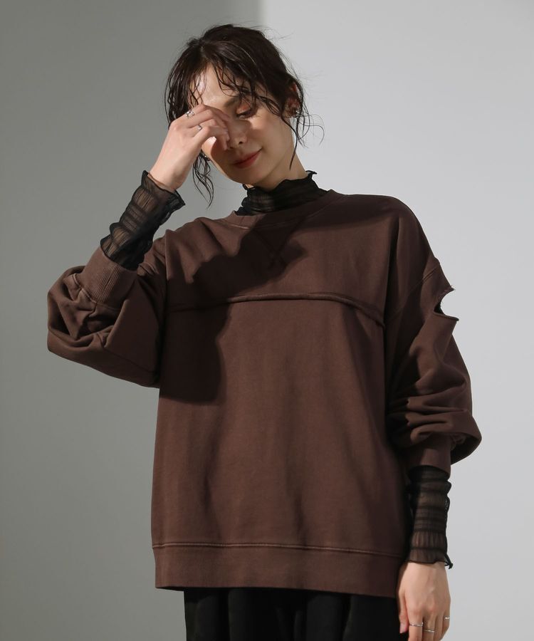 Green Parks「・DOUBLE FLAGS カットオフピグメントスウェット」|Tシャツ・カットソー|