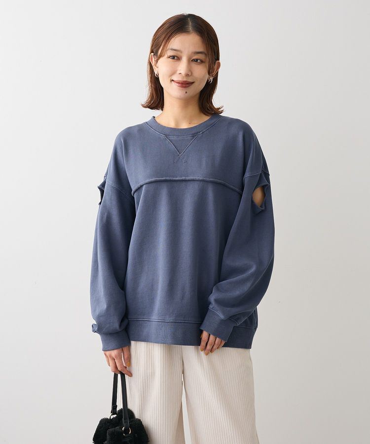 Green Parks「・DOUBLE FLAGS カットオフピグメントスウェット」|Tシャツ・カットソー|Navy