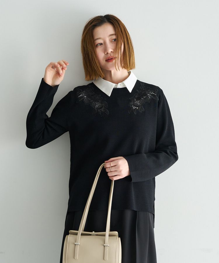 YECCA VECCA「2way襟付きレースニット」|ニット・セーター|