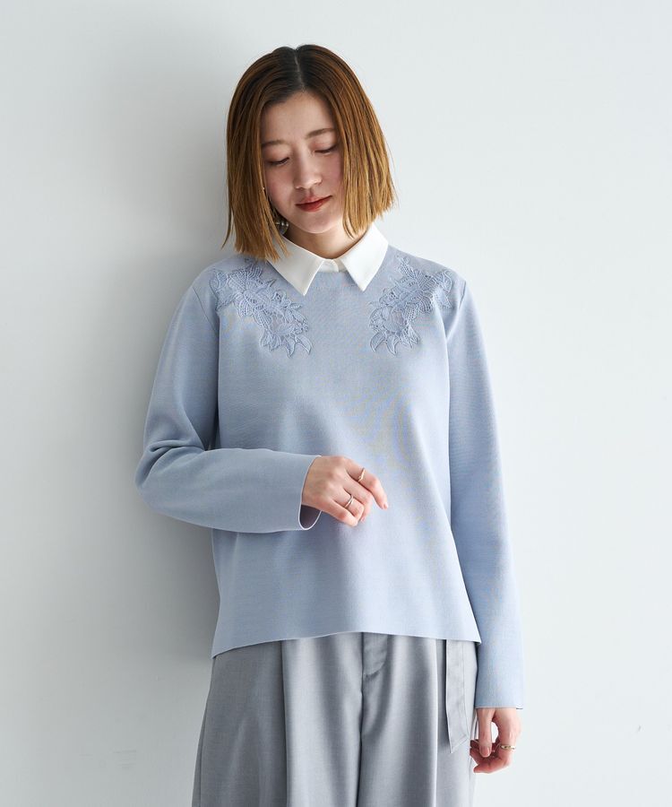 YECCA VECCA「2way襟付きレースニット」|ニット・セーター|