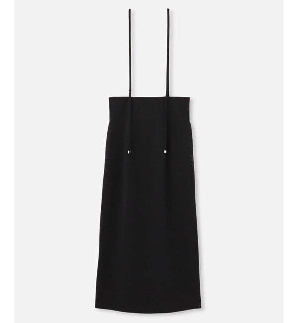 allureville「ジョーゼットサロペナロースカート」|タイト|ブラック