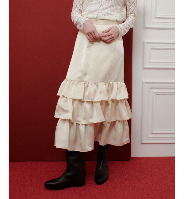 LOULOU WILLOUGHBY「【LOULOU WILLOUGHBY】トリアセサテンティアードスカート」|スカート|