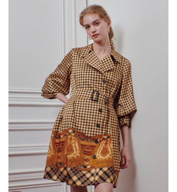 LOULOU WILLOUGHBY「【LOULOU WILLOUGHBY】エンブレムチェックワンピース」|ワンピース|