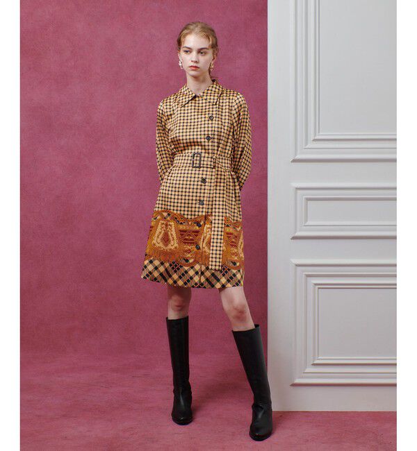 LOULOU WILLOUGHBY「【LOULOU WILLOUGHBY】エンブレムチェックワンピース」|ワンピース|