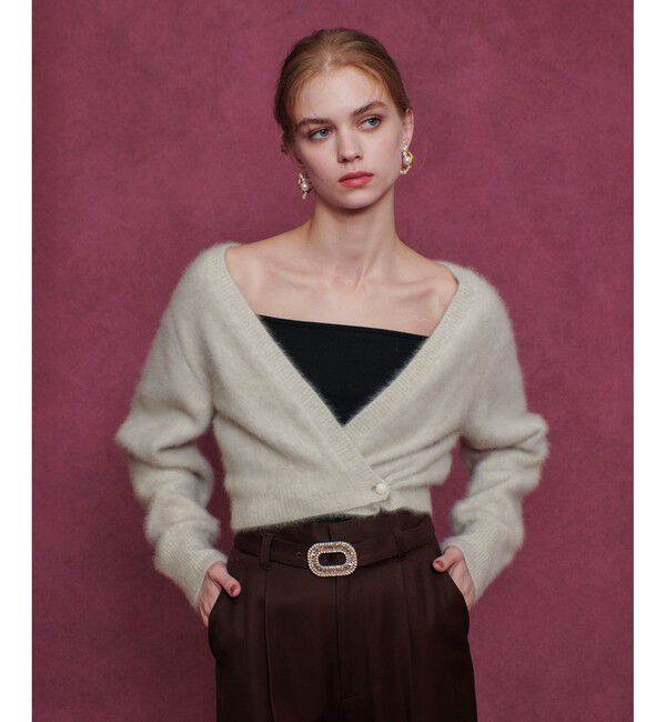 LOULOU WILLOUGHBY「【LOULOU WILLOUGHBY】カシミヤブレンドファー加工Ｖカーディガン」|カーディガン|