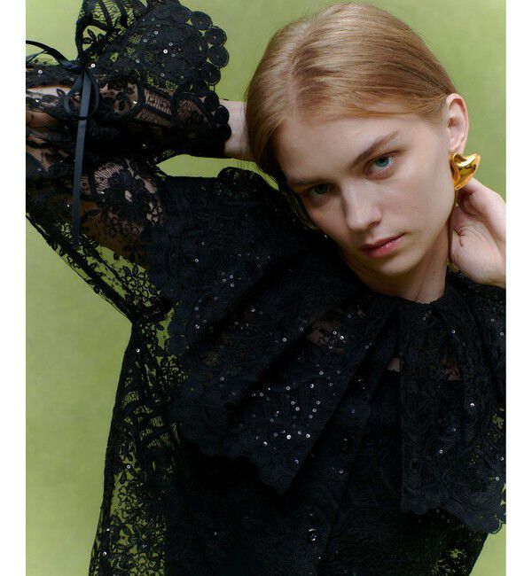 LOULOU WILLOUGHBY「【LOULOU WILLOUGHBY】チュール刺繍ブラウス」|シャツ・ブラウス|ブラック