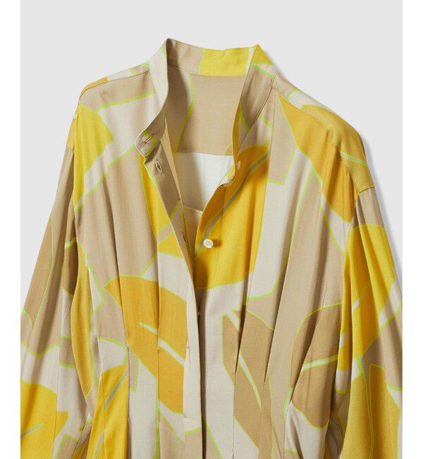 allureville「FASACリーフプリントギャザーワンピース」|ワンピース|