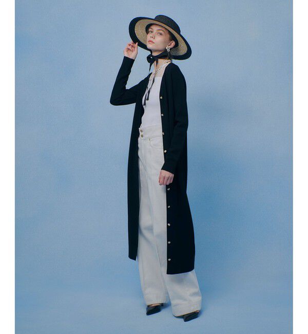 LOULOU WILLOUGHBY「【LOULOU WILLOUGHBY】カノコワイドボーダーカーデワンピース」|カーディガン|ブラック