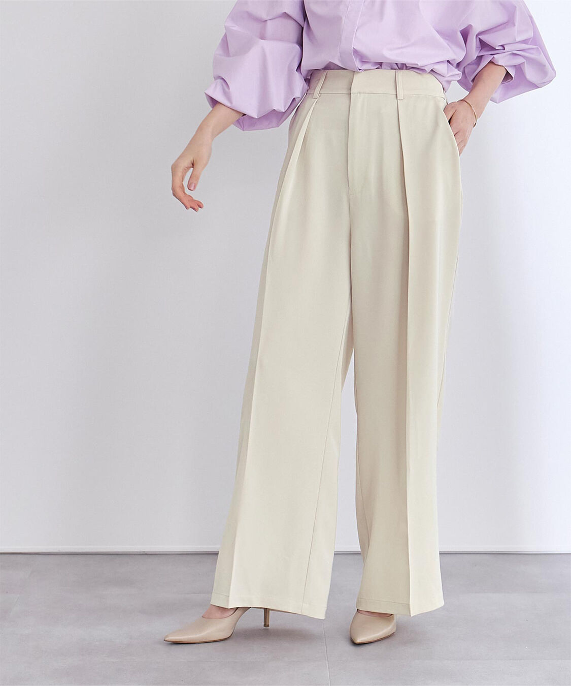 ur's「ワンタックハイウエストワイドパンツ」|スラックス|