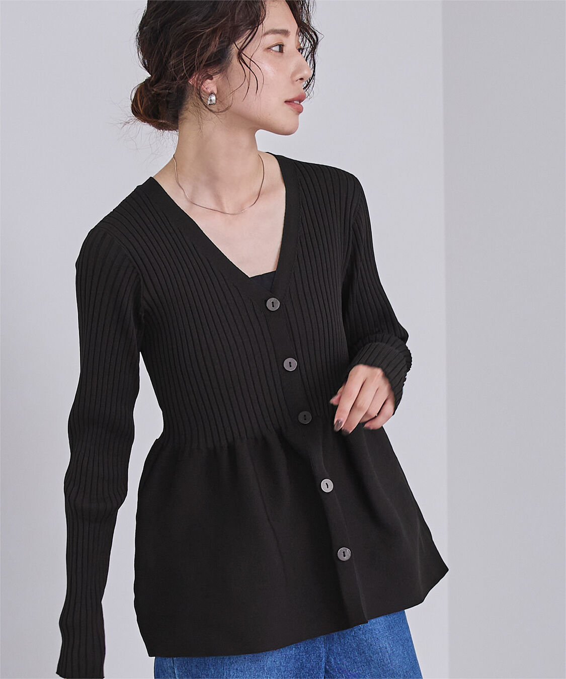 ur's「前後2wayペプラムニットトップス」|ニット・セーター|ブラック