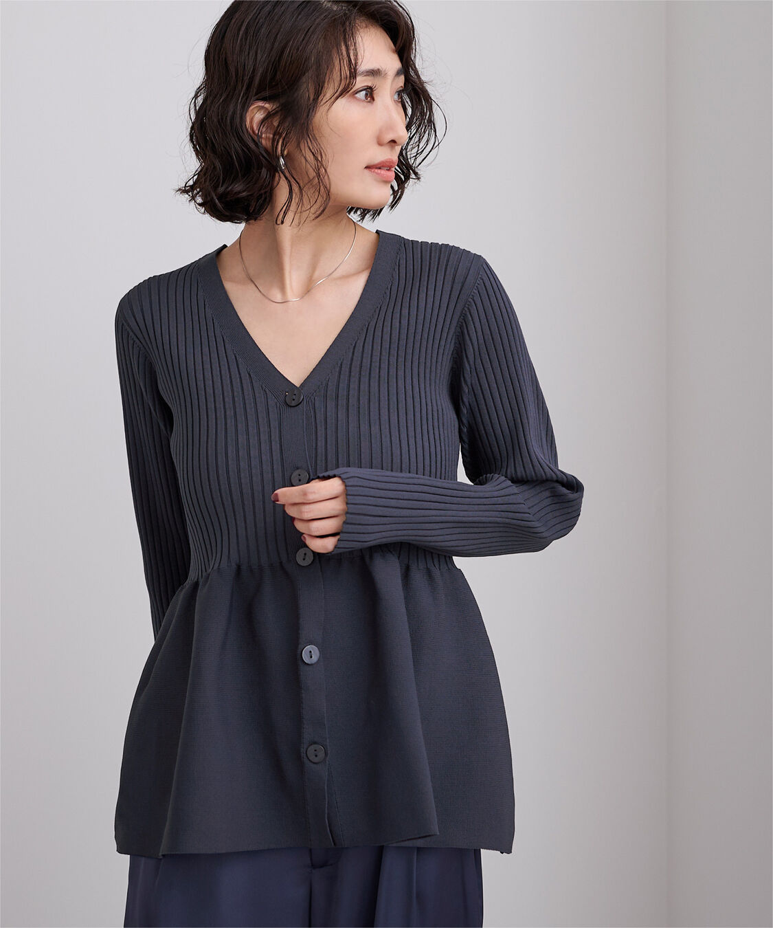 ur's「前後2wayペプラムニットトップス」|ニット・セーター|ネイビー
