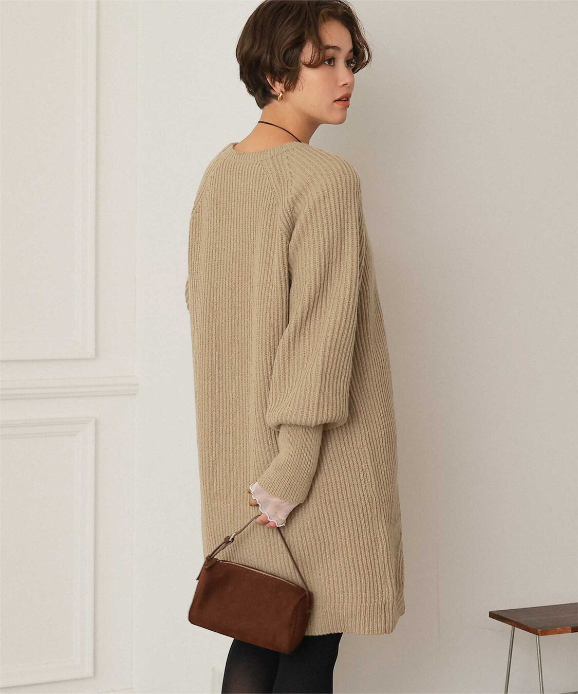 titivate「ボリュームスリーブニットミニワンピース」|ワンピース|