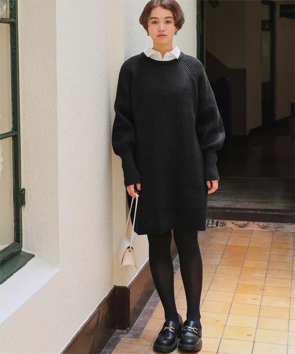 titivate「ボリュームスリーブニットミニワンピース」|ワンピース|