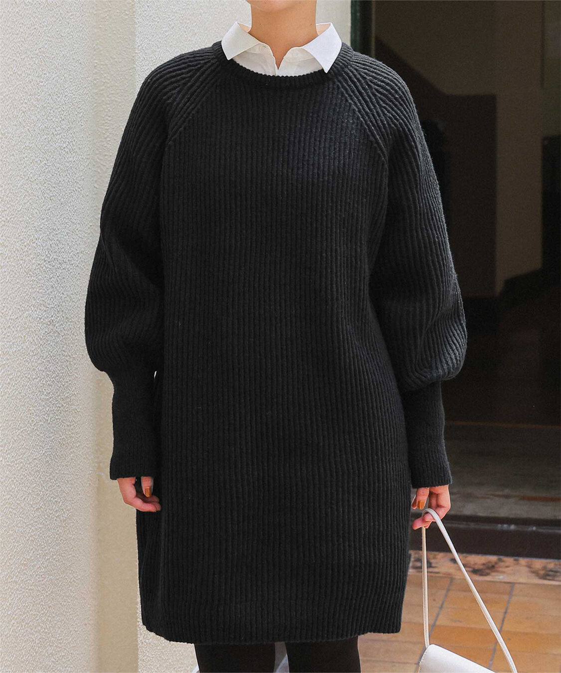 titivate「ボリュームスリーブニットミニワンピース」|ワンピース|