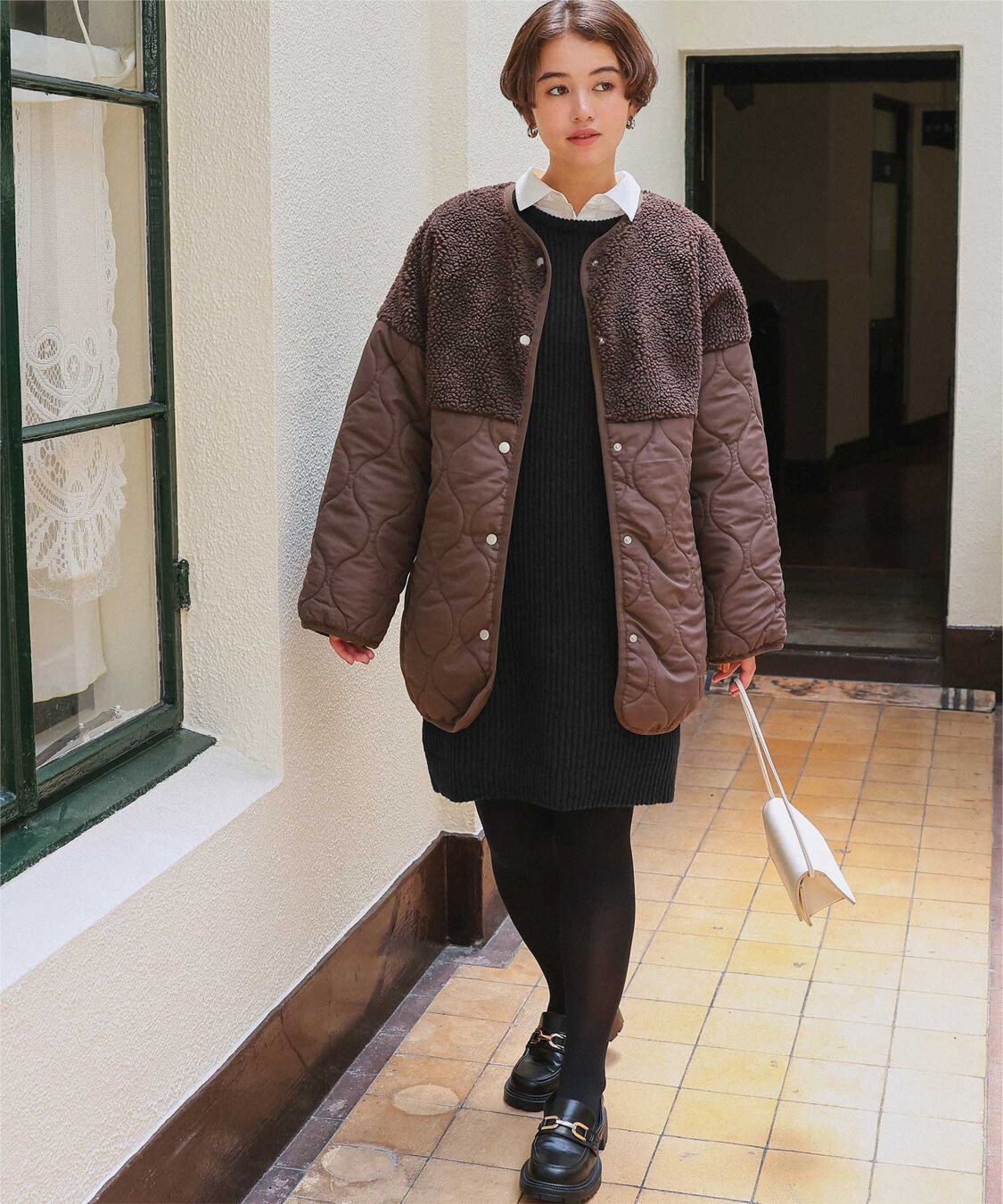 titivate「ボリュームスリーブニットミニワンピース」|ワンピース|