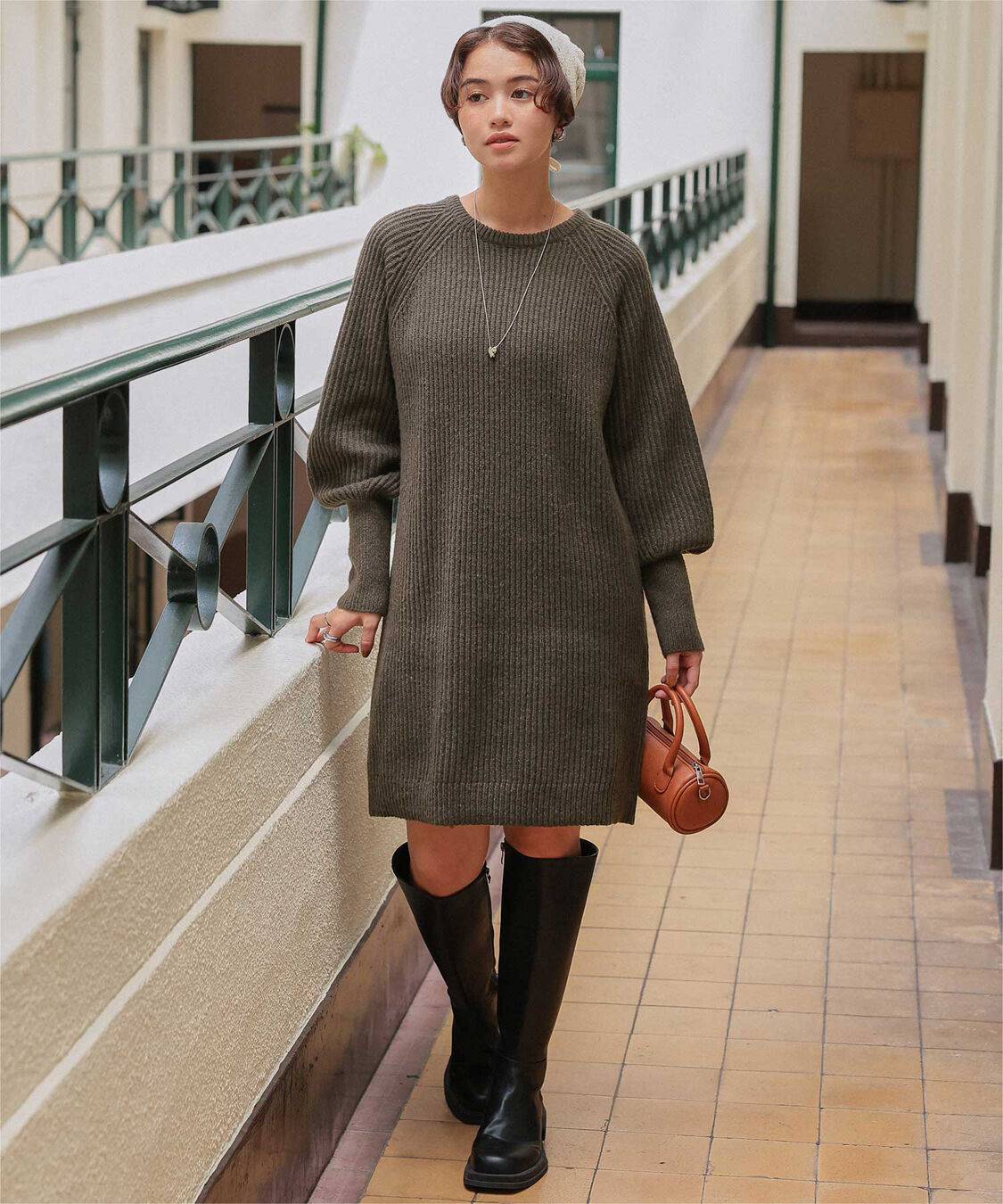 titivate「ボリュームスリーブニットミニワンピース」|ワンピース|