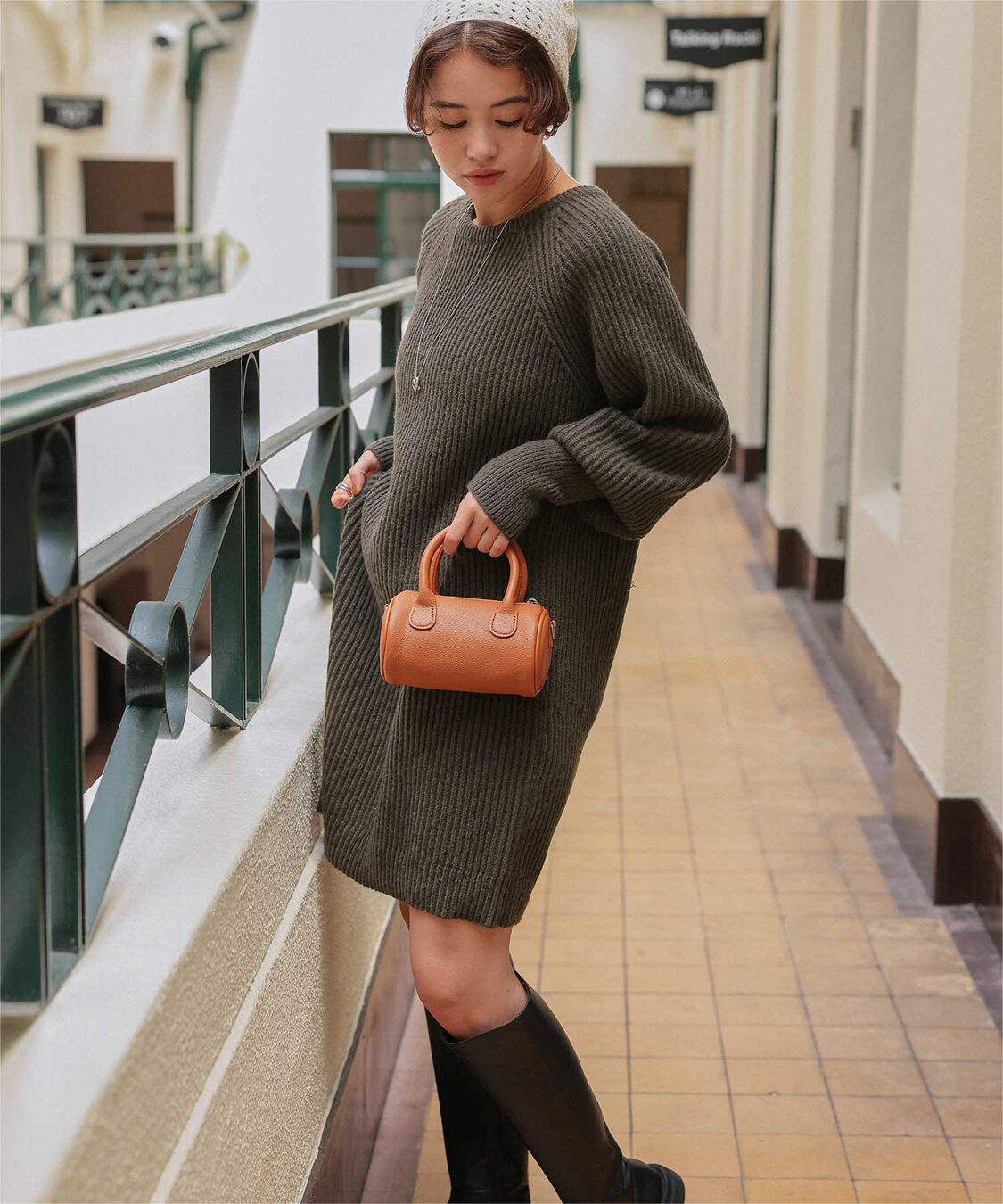 titivate「ボリュームスリーブニットミニワンピース」|ワンピース|