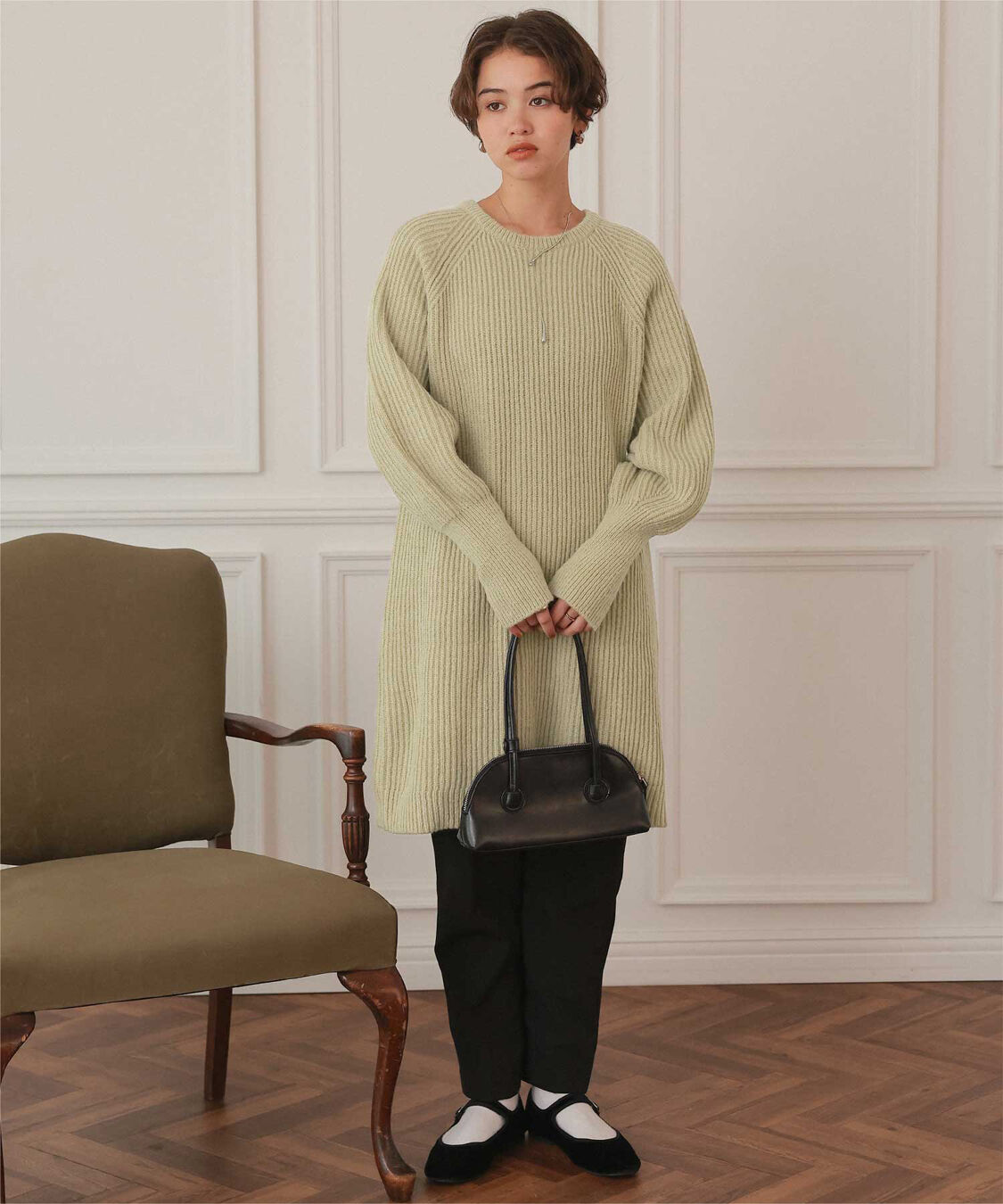 titivate「ボリュームスリーブニットミニワンピース」|ワンピース|