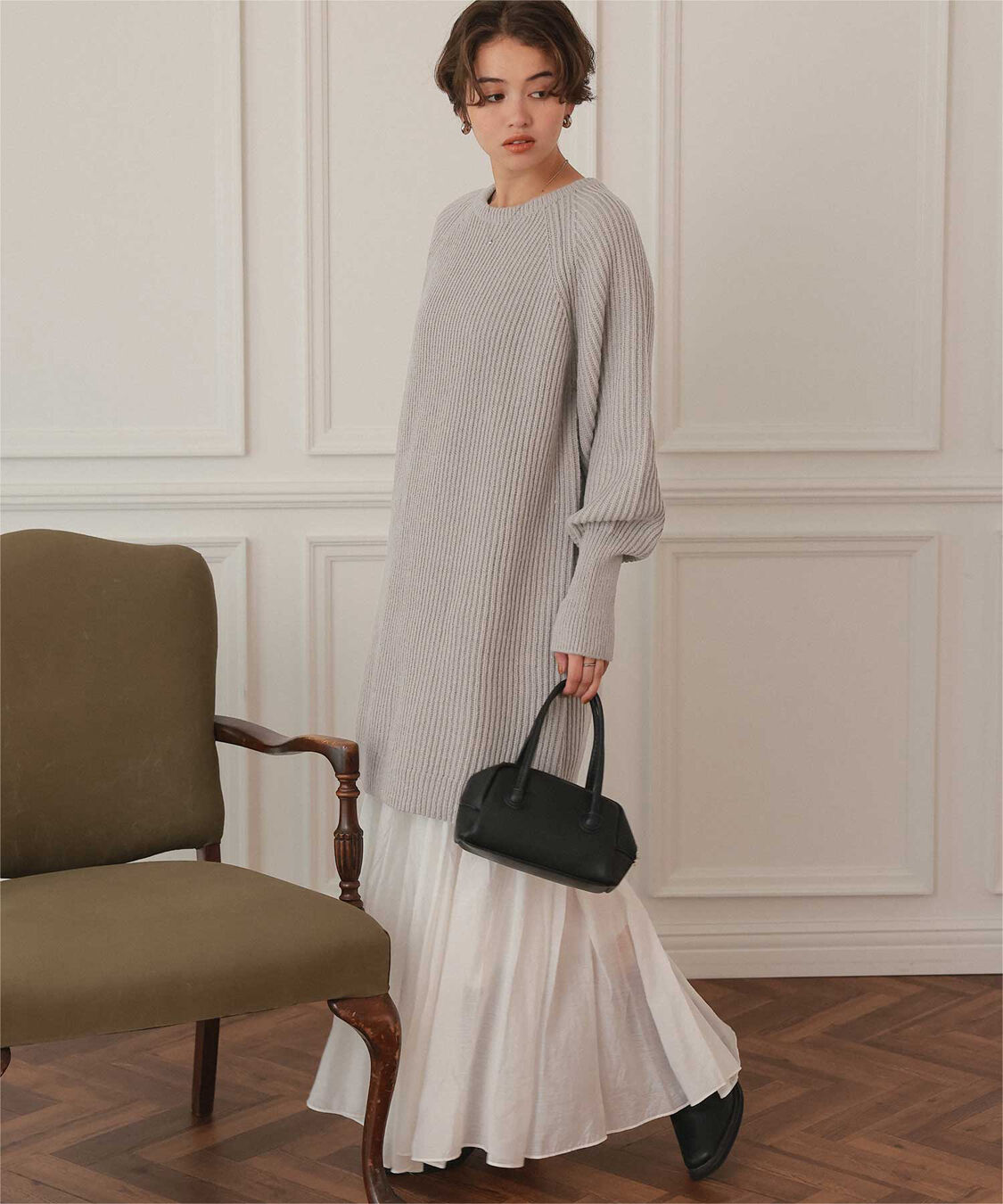 titivate「ボリュームスリーブニットミニワンピース」|ワンピース|