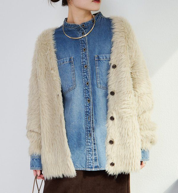  「シャギーニットVネックカーディガン」|カーディガン|