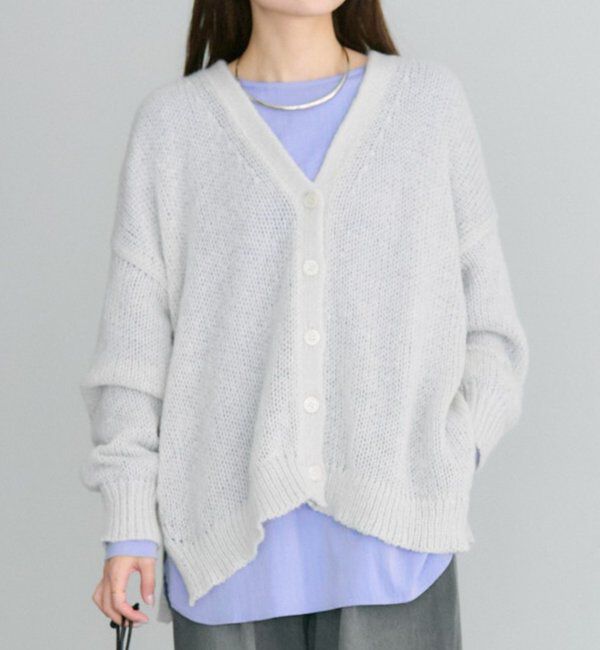  「3Gドロップ天竺ニットVネックカーディガン」|カーディガン|ライトグレー