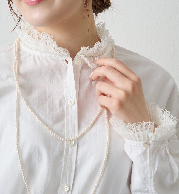 「襟袖プリーツレースブラウス」|シャツ・ブラウス|