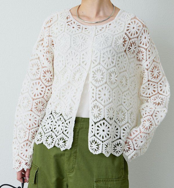  「【リバイバル】カギ針編み風2WAYカーディガン」|カーディガン|