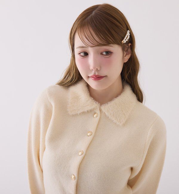  「シャギー襟配色ポロニット」|ニット・セーター|