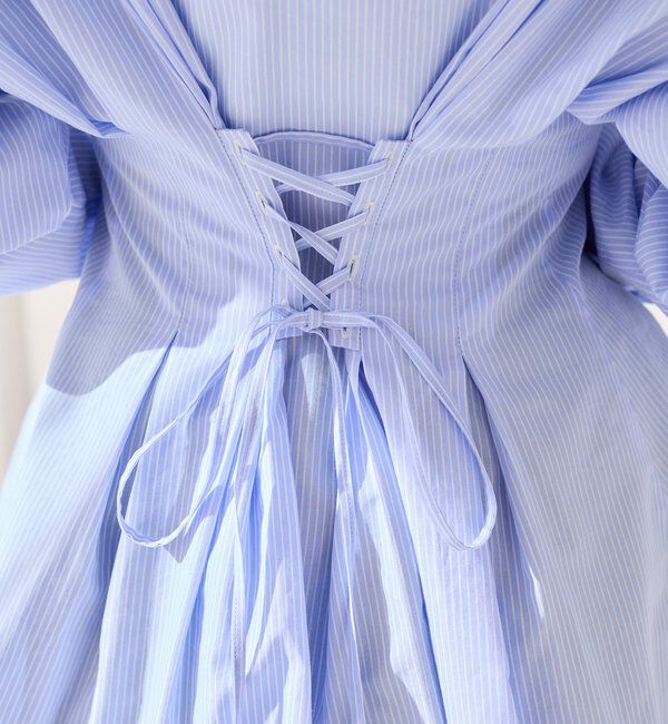  「【マイナス5キロ見え】レースアップシャツチュニック」|シャツ・ブラウス|