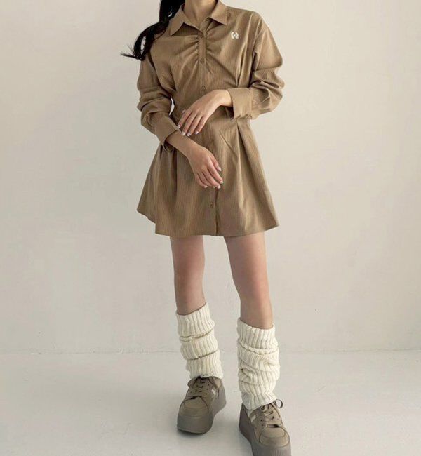  「【マイナス5キロ見え】レースアップシャツチュニック」|シャツ・ブラウス|