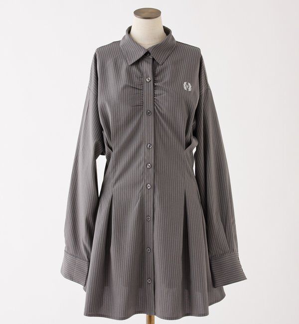  「【マイナス5キロ見え】レースアップシャツチュニック」|シャツ・ブラウス|