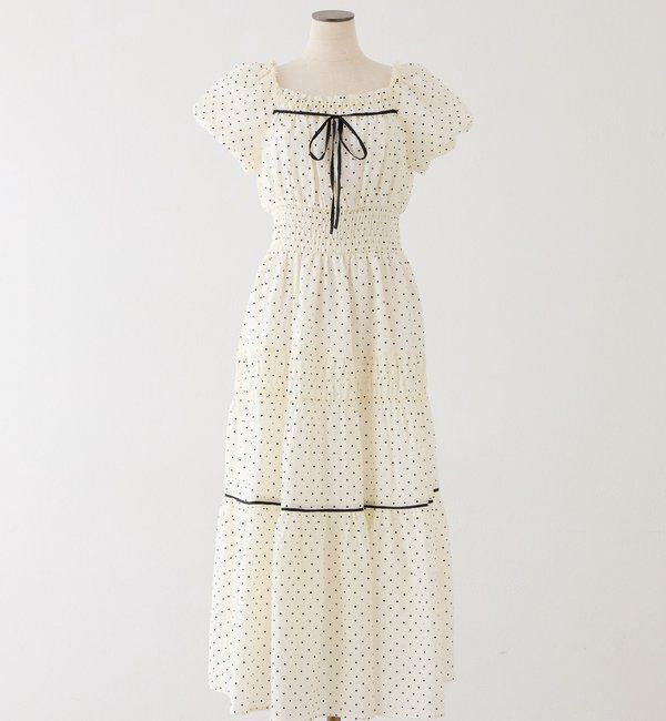  「【XSサイズあり】ウエストシャーリングリボンロングワンピース」|ワンピース|