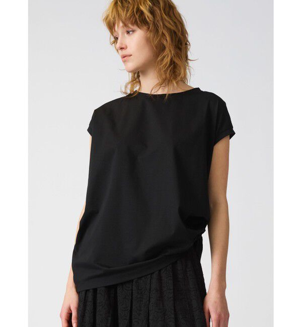 mizuiro ind「mizuiro ind フレンチスリーブサイドアッププルオーバー」|Tシャツ・カットソー|ブラック