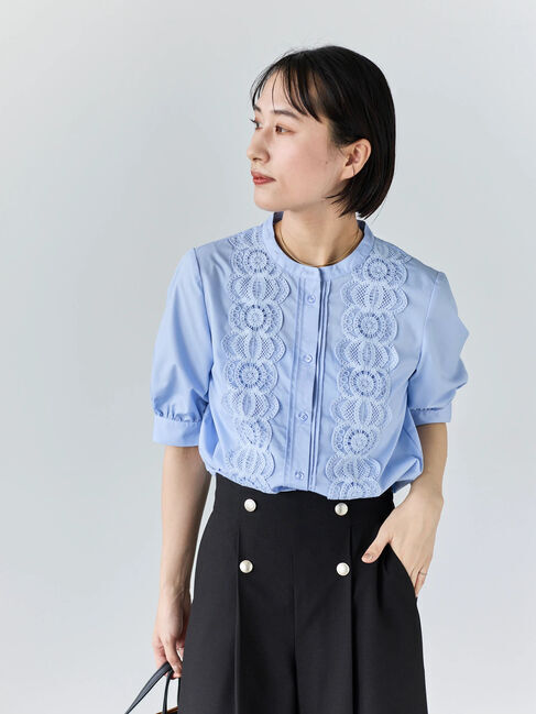 Te chichi「ピンタック&レース5分袖ブラウス」|シャツ・ブラウス|