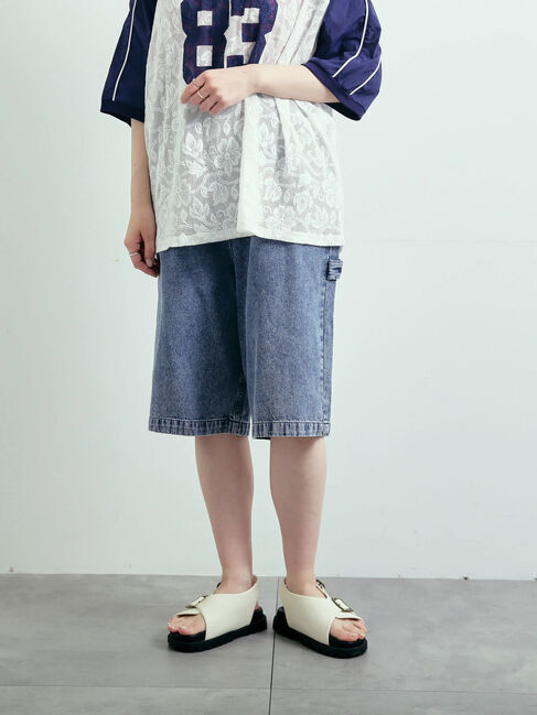 SM2「デニム/ツイルペインターハーフパンツ」|その他|ブルー