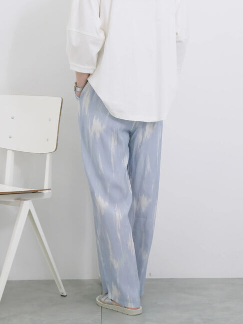 Samansa Mos2 blue「【接触冷感】水彩柄イージーパンツ」|その他|