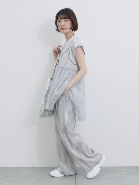 Samansa Mos2 blue「【接触冷感】水彩柄イージーパンツ」|その他|